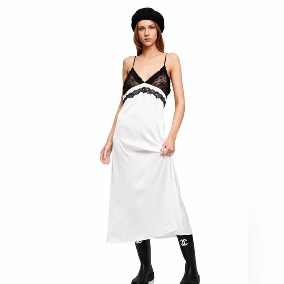NWT Lioness Princess Polly Le Paris White Black Lace Maxi Slip Dress Sz S Small - Picture 1 of 13